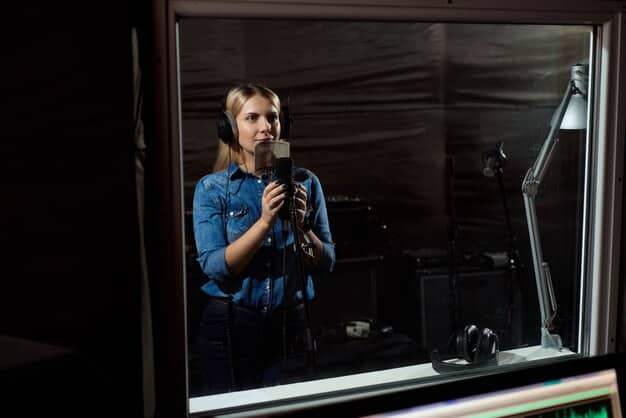 The director, with a serious expression, reviewing footage on a large monitor with a cinematographer and a script supervisor under dimmed studio lights.