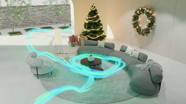A visual metaphor of data flowing from a smart home, depicted as a series of glowing pipelines, with one pipeline visibly cracked and leaking digital information into a dark, abstract abyss. A padlock symbol is broken in the background.