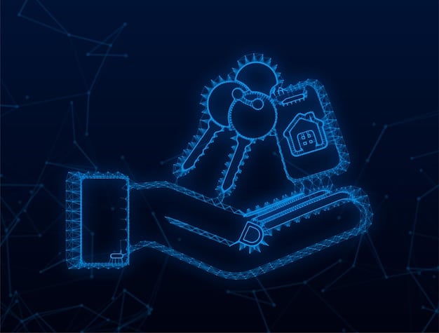 A visual representation of smart contracts, with lines of code forming a handshake, surrounded by gears and delivery trucks, symbolizing automated agreements in supply chain logistics.