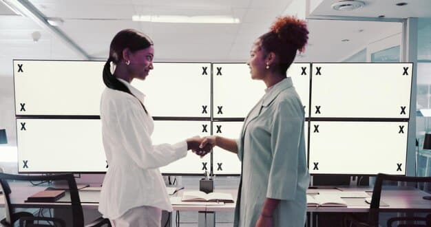 A diverse group of researchers and clinicians in a modern laboratory setting, looking at complex data visualizations on large screens, symbolizing collaborative data interpretation.