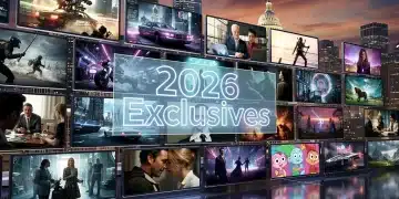 Vibrant collage of anticipated streaming exclusives for 2026 in the US.