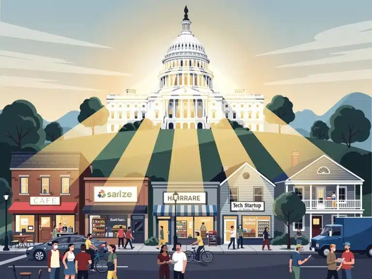 Illustration of US Capitol influencing Main Street economy with legislative changes in Q1 2026.
