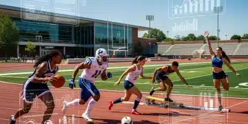 Diverse collegiate athletes on campus, representing the future of NCAA sports with policy changes.