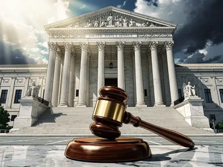 Supreme Court Building with Gavel, symbolising justice and legal decisions for the 2026 docket.